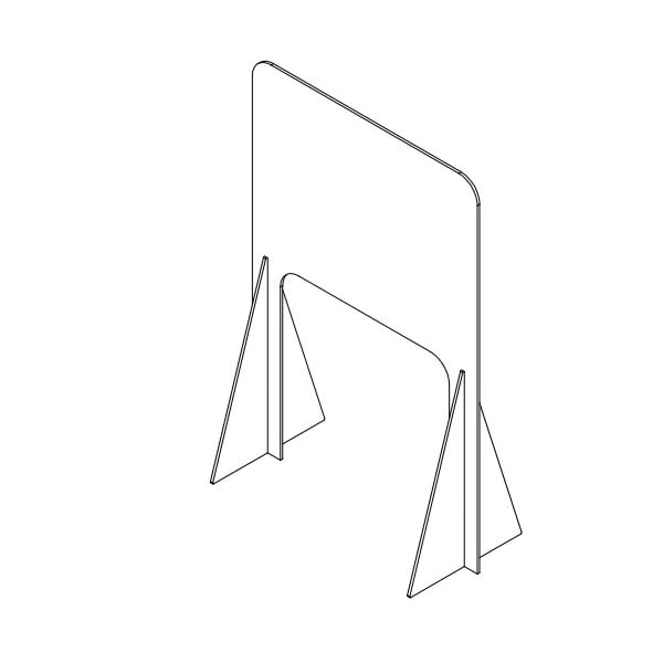 Clear Sneeze Guard - 1/4" T x 20" W x 34" H - 12" W x 12" H Slot, PK12